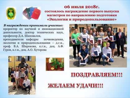 Поздравляем выпускников Магистров 2018 года (06.07.18)